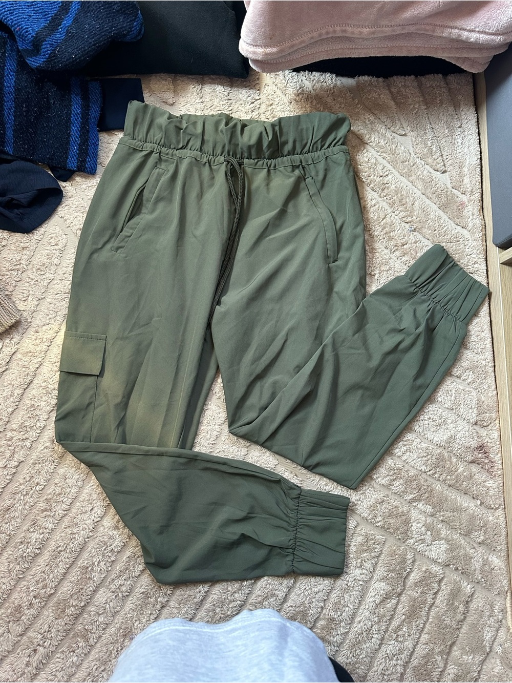 Men's Olive Green Casual Cargo Jogger Pants